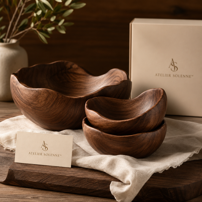 Atelier Solenne™ Sculpted Wooden Bowl Set